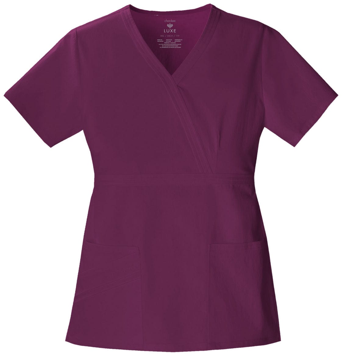 Cherokee Scrubs Top 5XL Cherokee Luxe 1841 Scrubs Top Womens Mock Wrap Wine