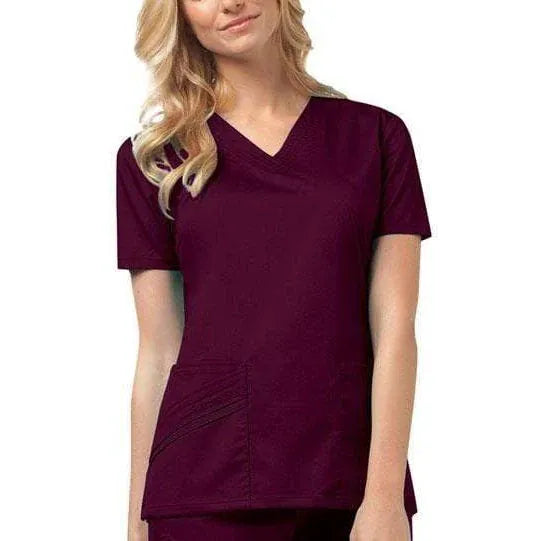 Cherokee Scrubs Top 2XL Cherokee Luxe 1845 Scrubs Top Womens V-Neck Wine