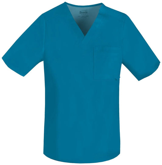 Cherokee Scrubs Top 2XL Cherokee Luxe 1929 Scrubs Top Mens V-Neck Caribbean Blue