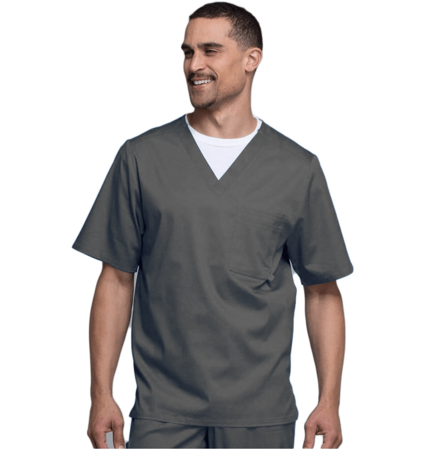 Cherokee Luxe 1929 Scrubs Top Mens V-Neck Pewter