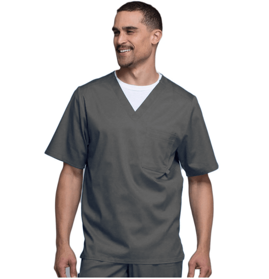 Cherokee Luxe 1929 Scrubs Top Mens V-Neck Pewter