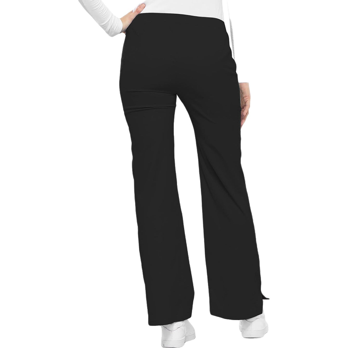 Cherokee Scrubs Pants Cherokee Luxe 21100 Scrubs Pants Women's Low Rise Flare Leg Drawstring Cargo Black