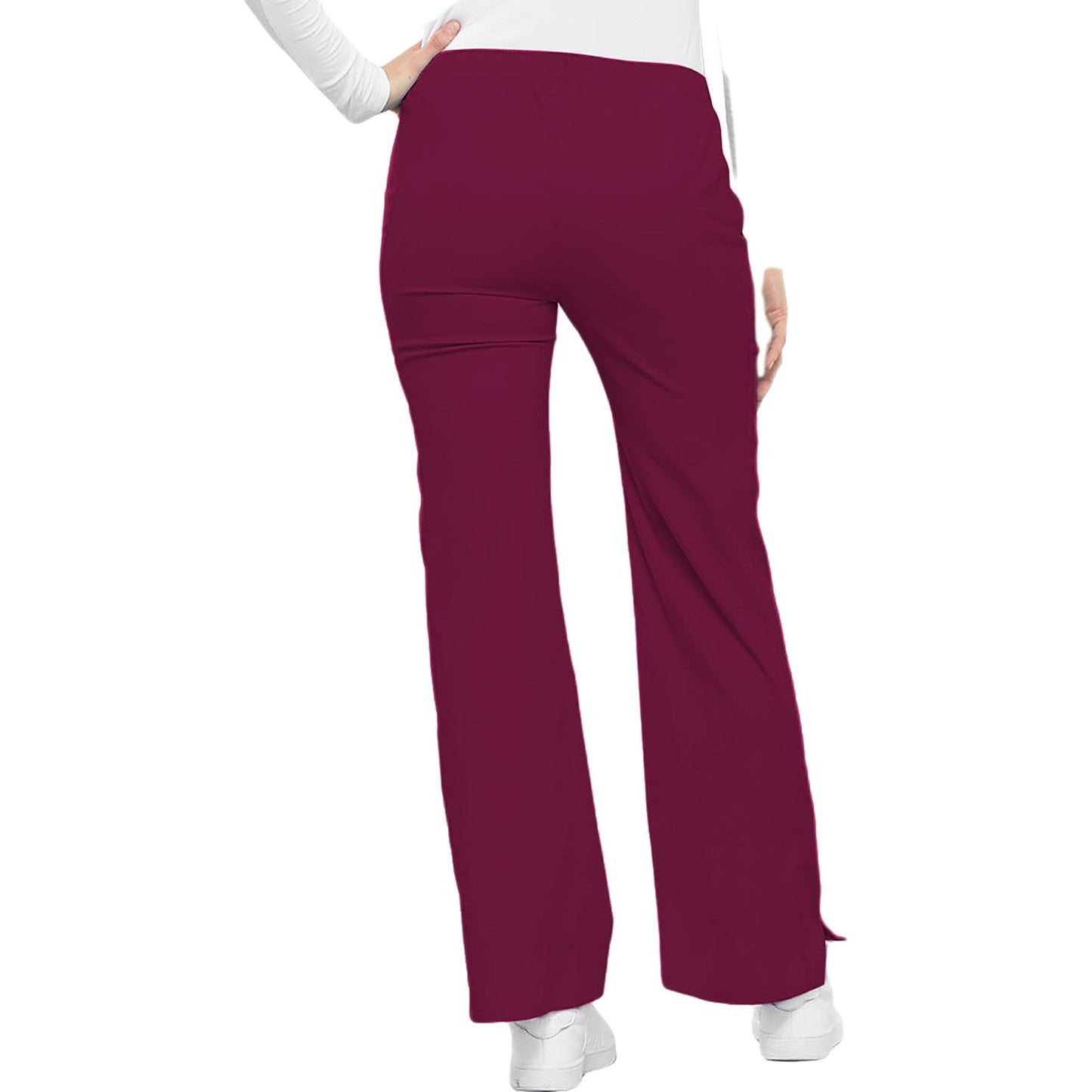 Cherokee Scrubs Pants Cherokee Luxe 21100 Scrubs Pants Women's Low Rise Flare Leg Drawstring Cargo Wine