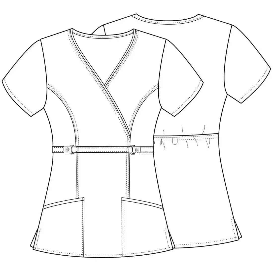 Cherokee Scrubs Top 2XL Cherokee Luxe 21701 Scrubs Top Womens Empire Waist Mock Wrap Caribbean Blue