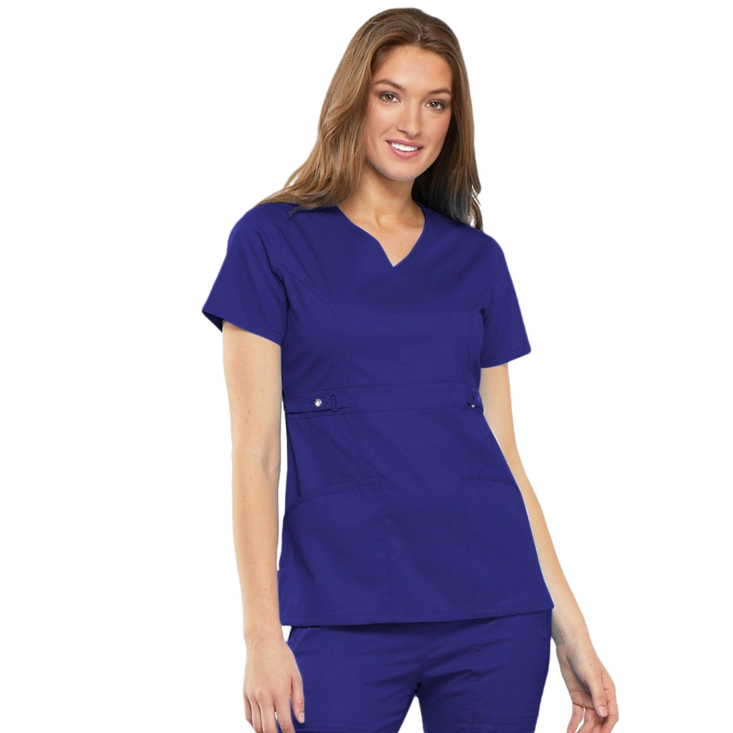 Cherokee Scrubs Top L Cherokee Luxe 21701 Scrubs Top Womens Empire Waist Mock Wrap Galaxy Blue