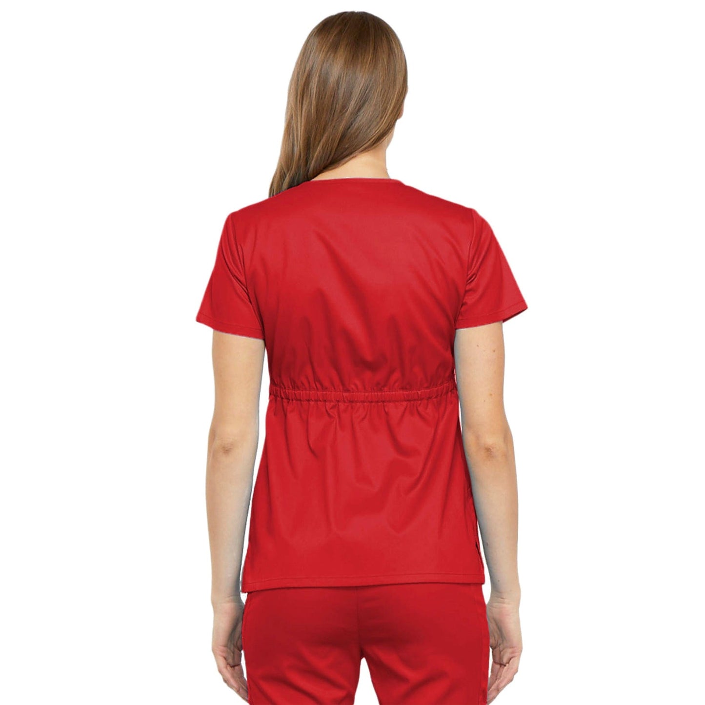 Cherokee Scrubs Top Cherokee Luxe 21701 Scrubs Top Womens Empire Waist Mock Wrap Red