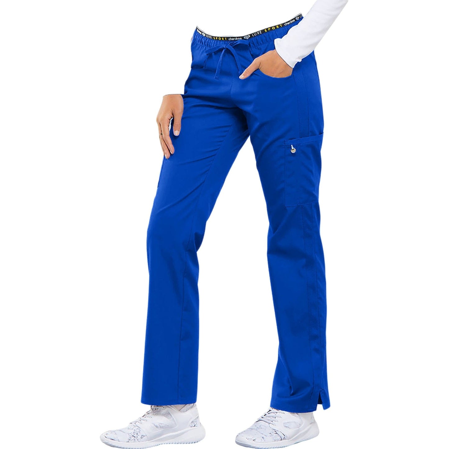 Cherokee Scrubs Pants Cherokee Luxe Mid Rise Straight Leg Pull-on Pant in Galaxy Blue