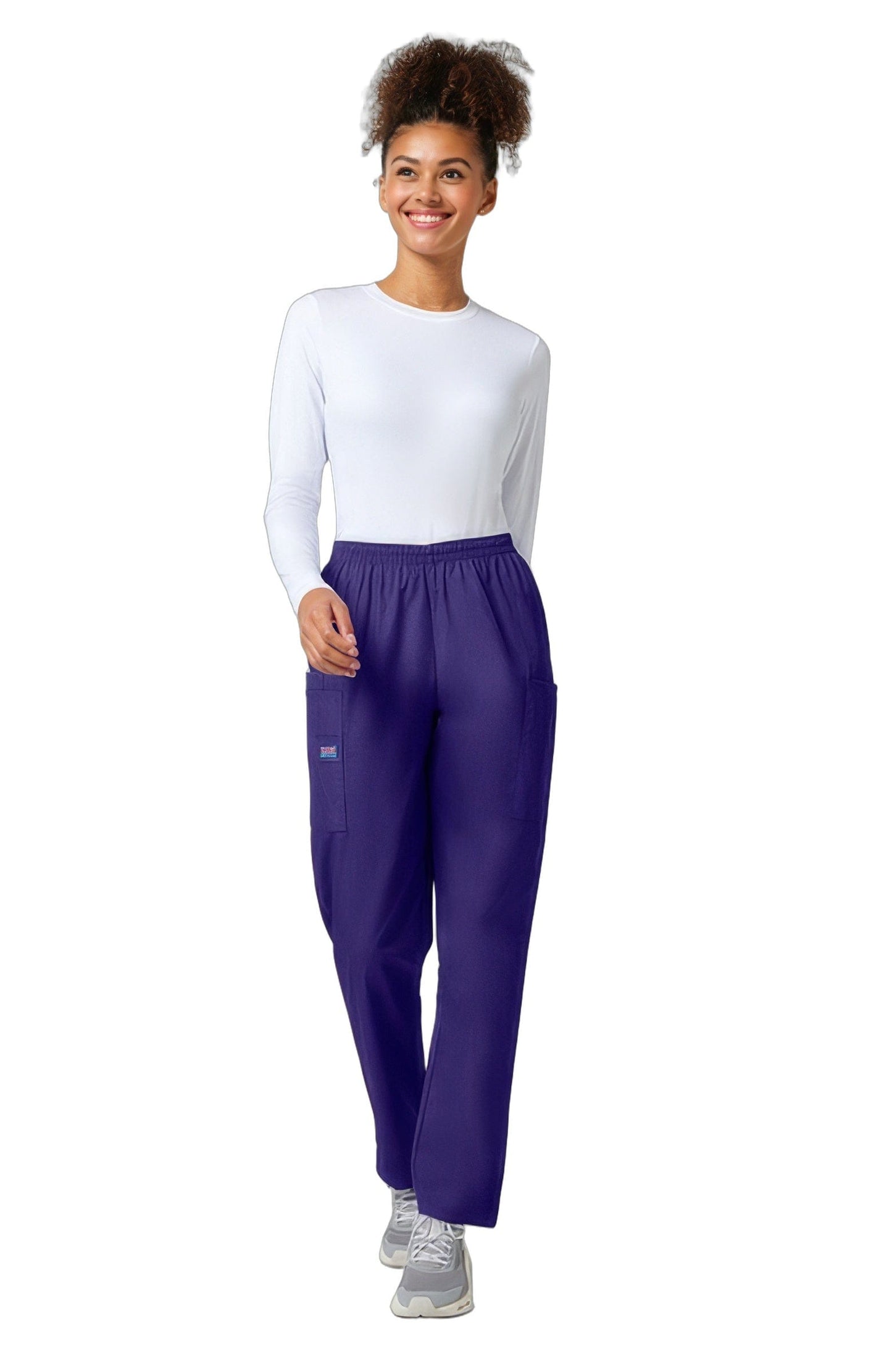 Cherokee W.Wear Scrubs NaturalRise Pants Pull On Cargo Reg. Grape XXS - GRPW