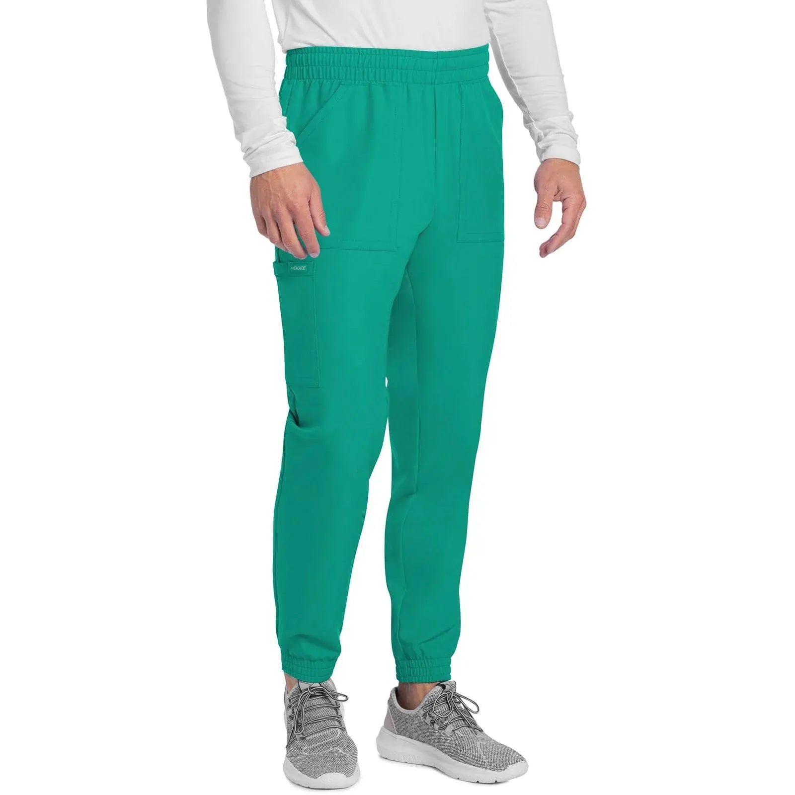Cherokee Scrubs Pants Cherokee Originals Ultra CK278A Mens Jogger Scrubs Pant Teal Blue