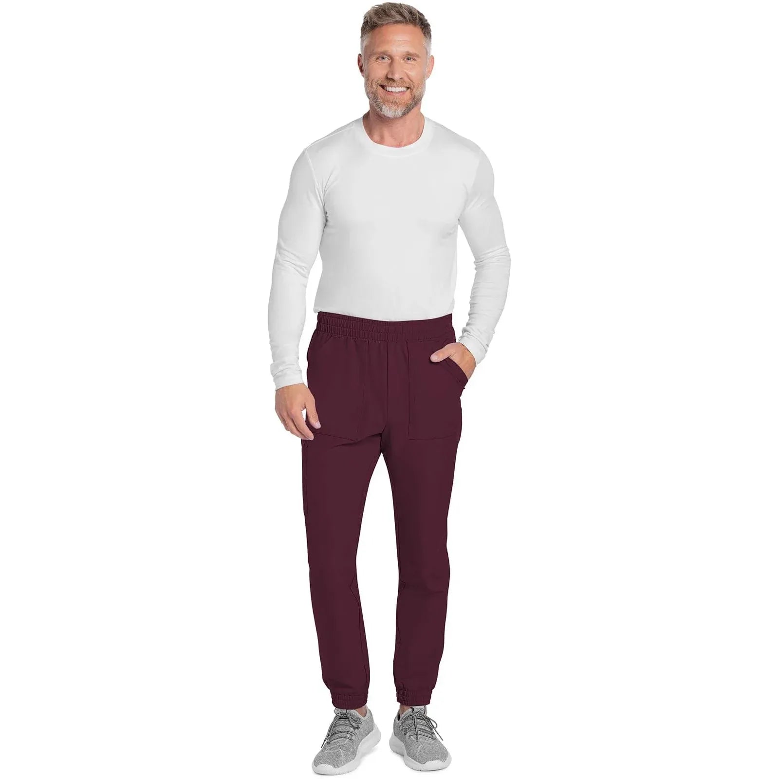 Cherokee Scrubs Pants Cherokee Originals Ultra CK278A Mens Jogger Scrubs Pant Wine