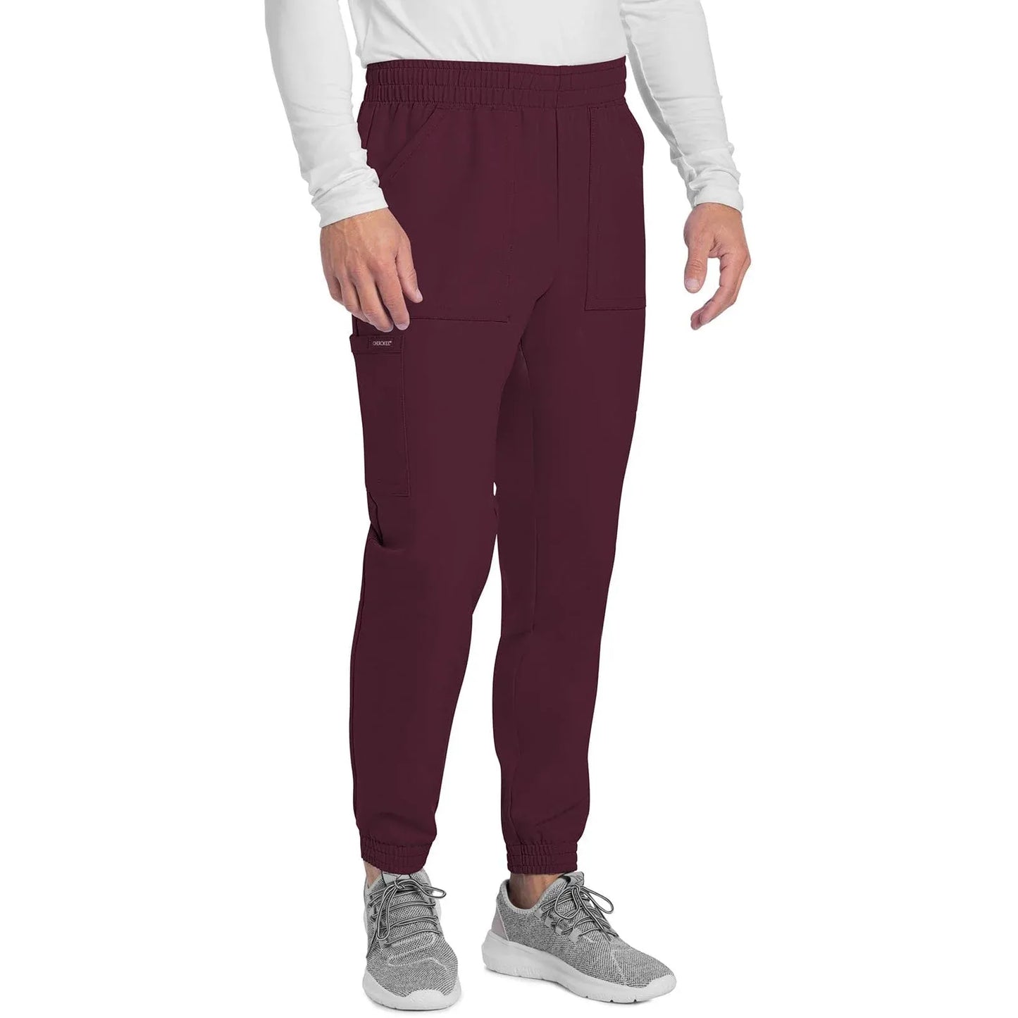 Cherokee Scrubs Pants Cherokee Originals Ultra CK278A Mens Jogger Scrubs Pant Wine
