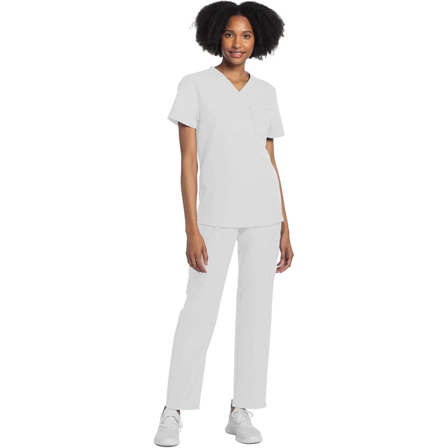 Cherokee Originals Ultra CK778A Unisex V-Neck Top Unisex Top White
