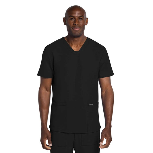 Cherokee Scrub Top Cherokee Originals Ultra CK784A Mens Elevation 2-Pocket Top Men Top Black