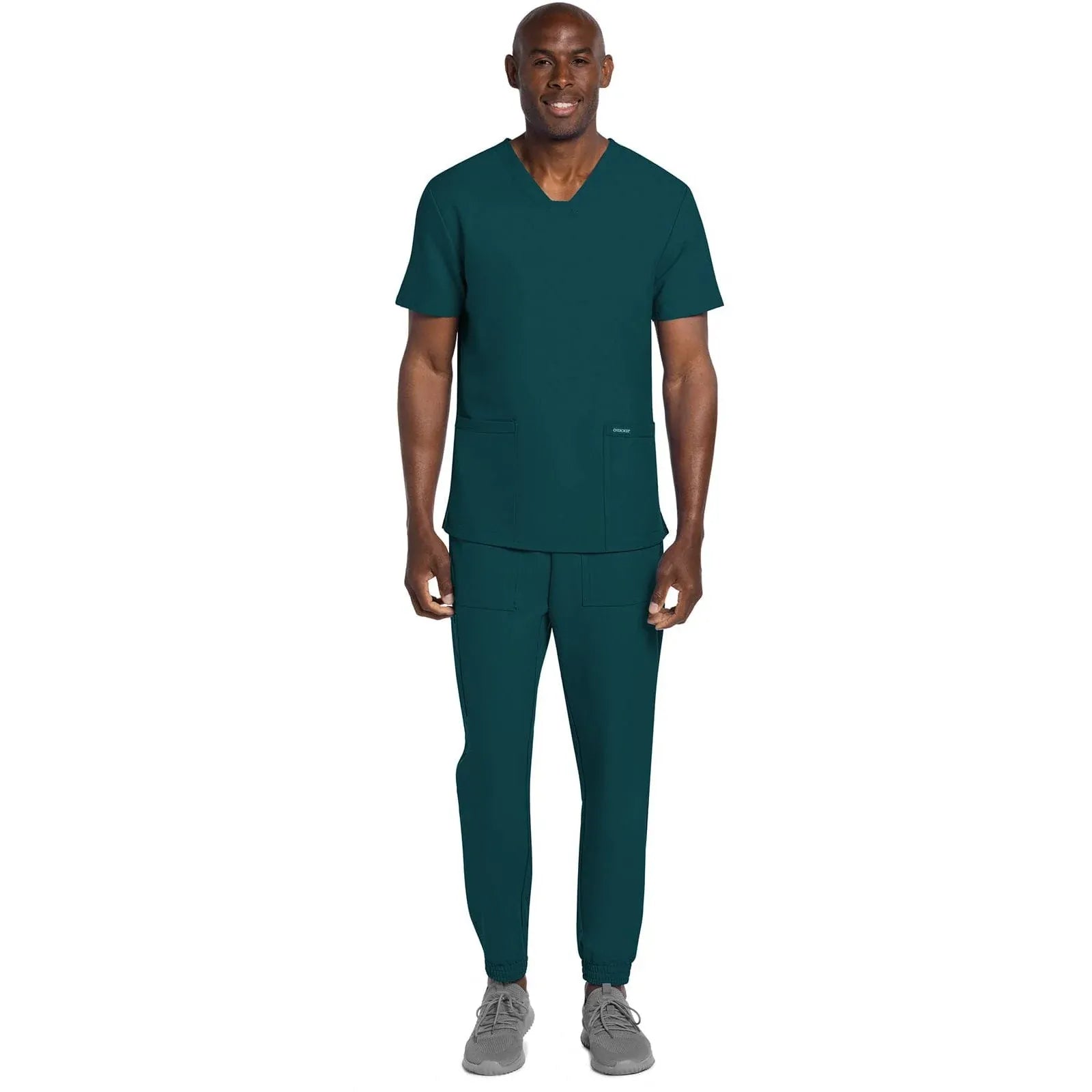 Cherokee Scrubs Top Cherokee Originals Ultra CK784A Mens Elevation 2-Pocket Mens Scrubs Top Caribbean Blue