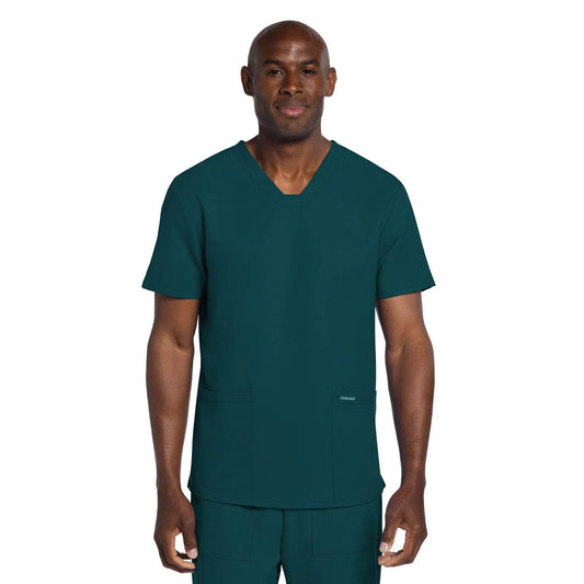 Cherokee Scrubs Top 5XL Cherokee Originals Ultra CK784A Mens Elevation 2-Pocket Mens Scrubs Top Caribbean Blue
