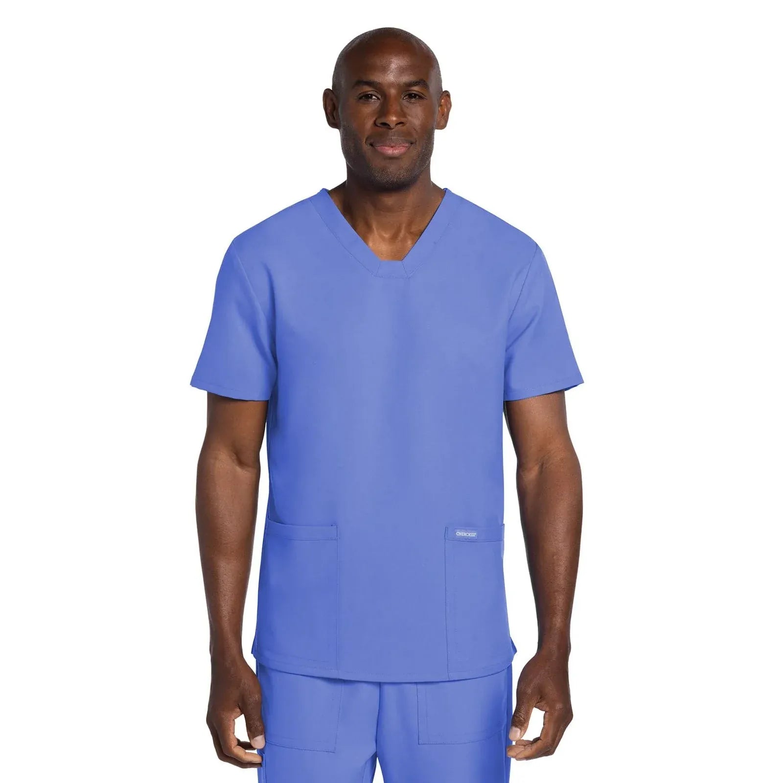 Cherokee Scrubs Top 5XL Cherokee Originals Ultra CK784A Mens Elevation 2-Pocket Mens Scrubs Top Ciel