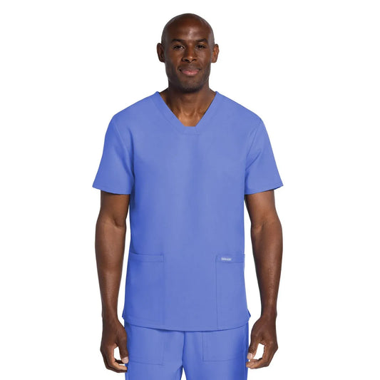 Cherokee Scrubs Top 5XL Cherokee Originals Ultra CK784A Mens Elevation 2-Pocket Mens Scrubs Top Ciel