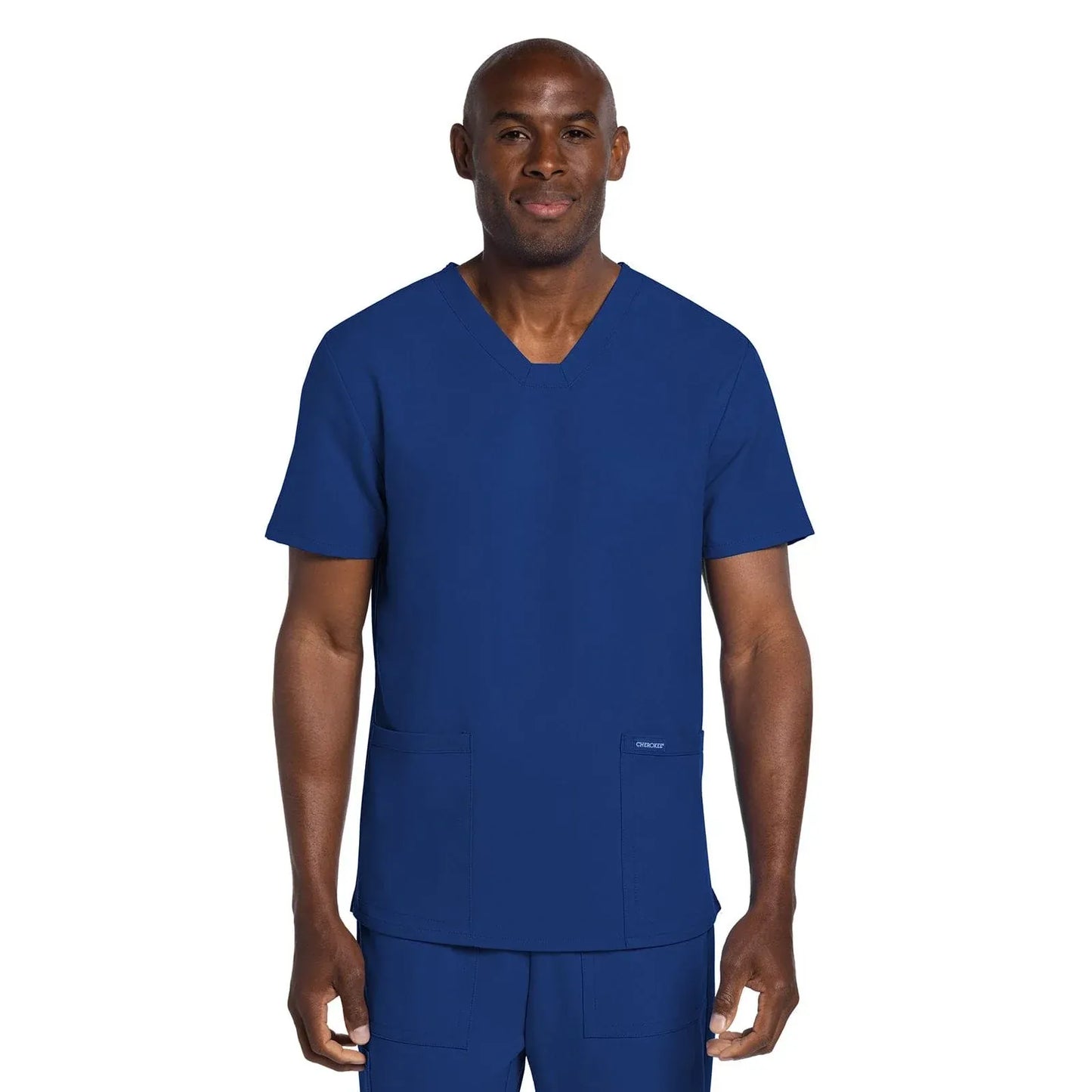 Cherokee Scrubs Top 5XL Cherokee Originals Ultra CK784A Mens Elevation 2-Pocket Mens Scrubs Top Galaxy Blue
