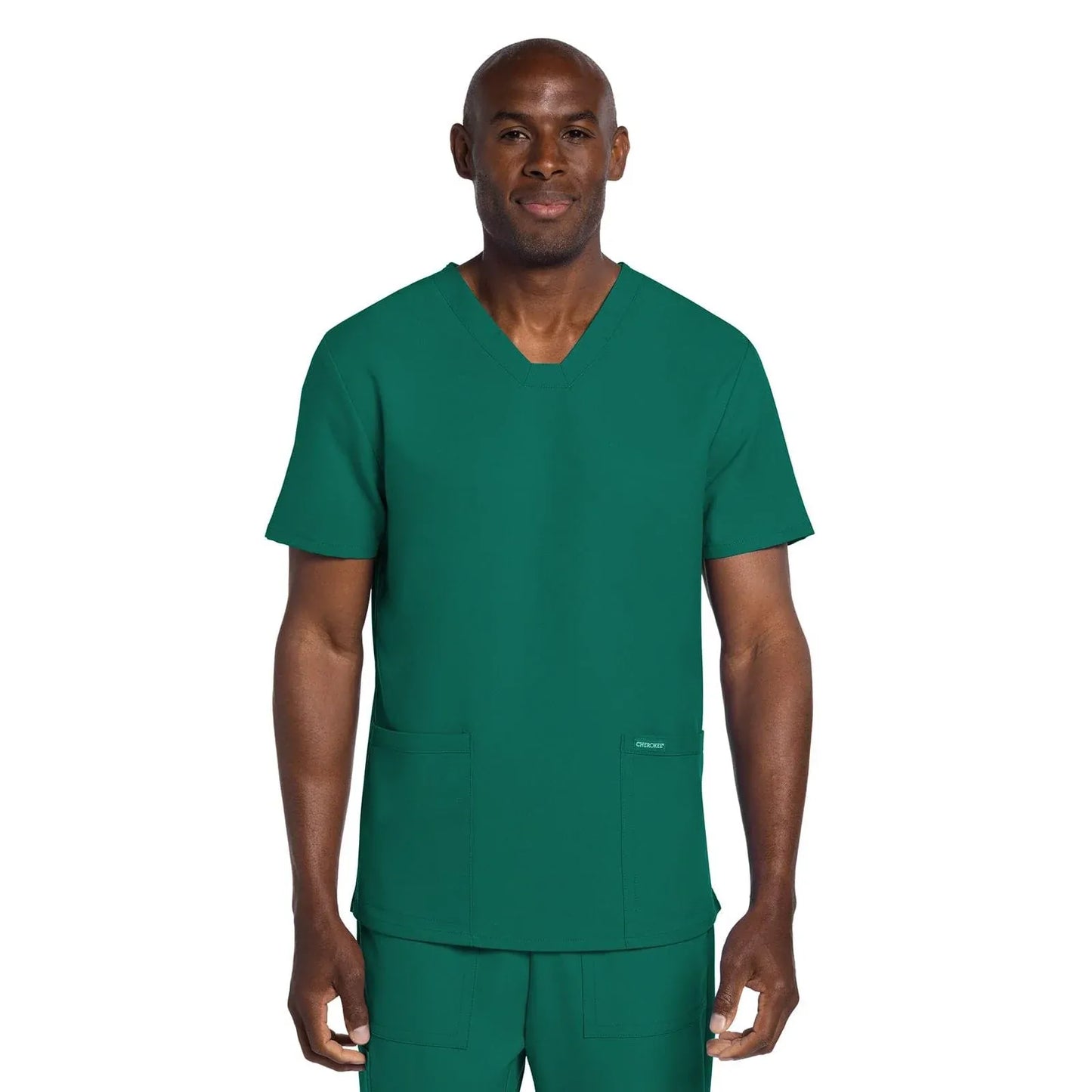 Cherokee Scrubs Top 5XL Cherokee Originals Ultra CK784A Mens Elevation 2-Pocket Mens Scrubs Top Hunter Green