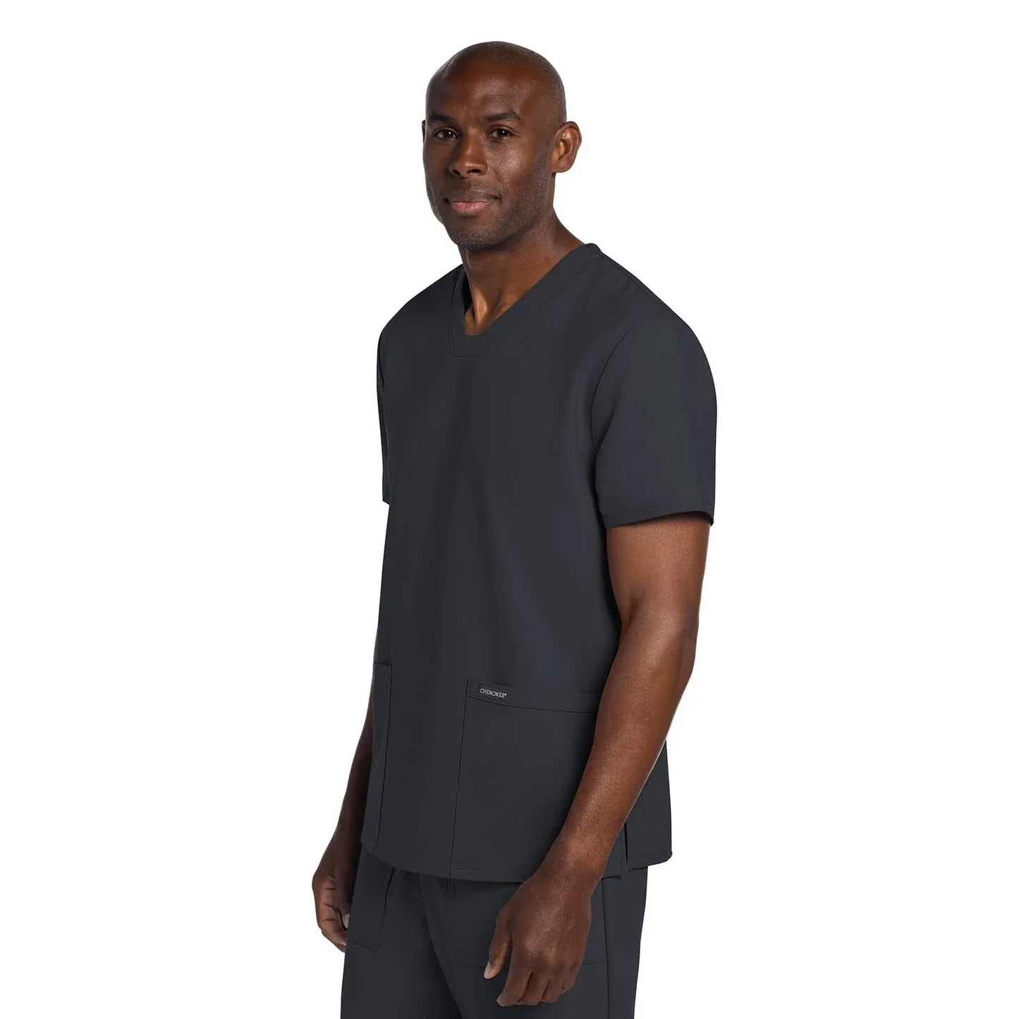 Cherokee Scrubs Top Cherokee Originals Ultra CK784A Mens Elevation 2-Pocket Mens Scrubs Top Pewter