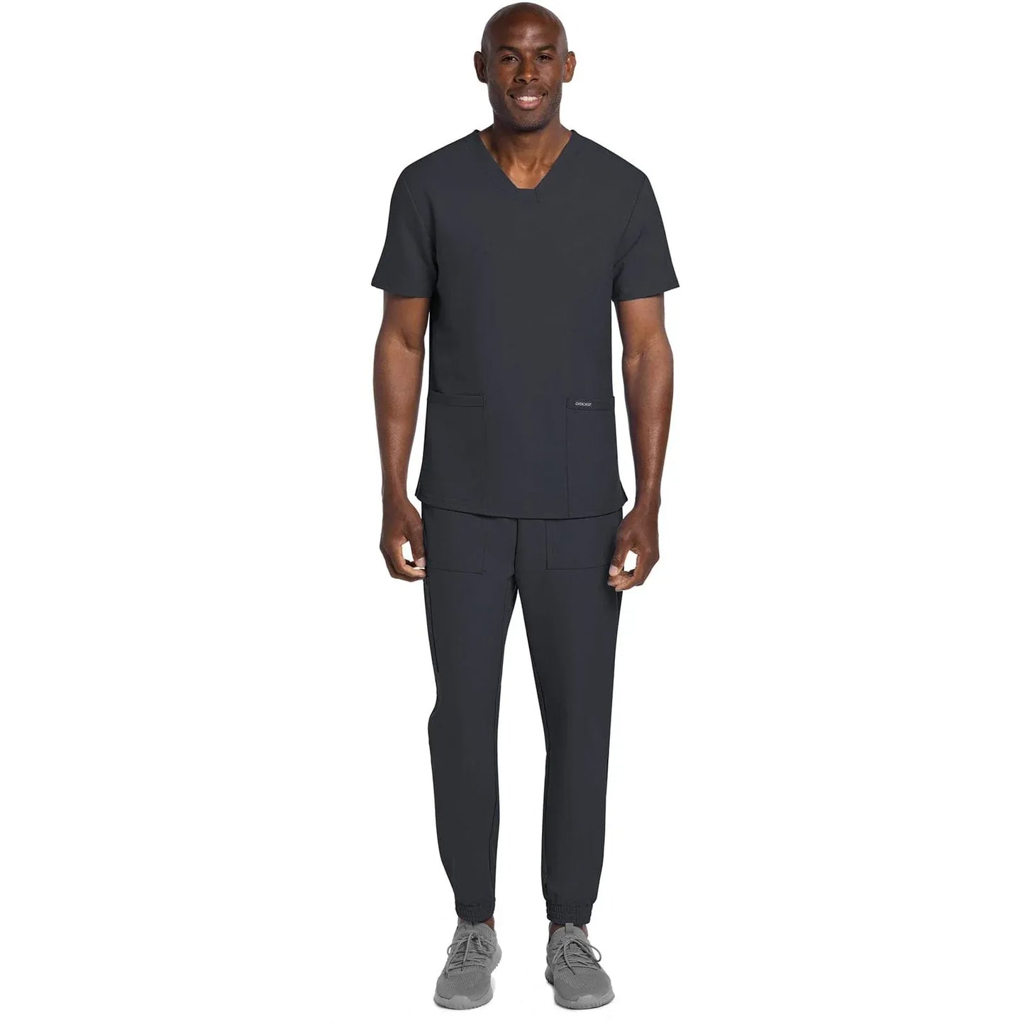 Cherokee Scrubs Top Cherokee Originals Ultra CK784A Mens Elevation 2-Pocket Mens Scrubs Top Pewter