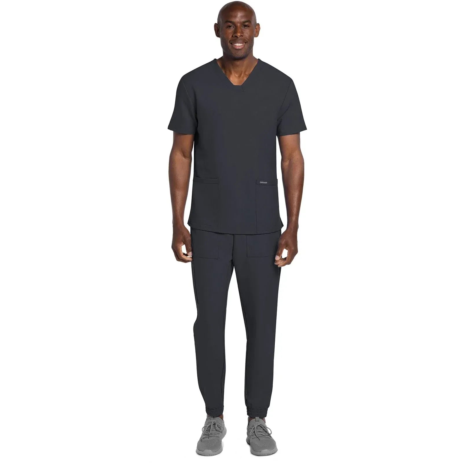 Cherokee Scrubs Top Cherokee Originals Ultra CK784A Mens Elevation 2-Pocket Mens Scrubs Top Pewter