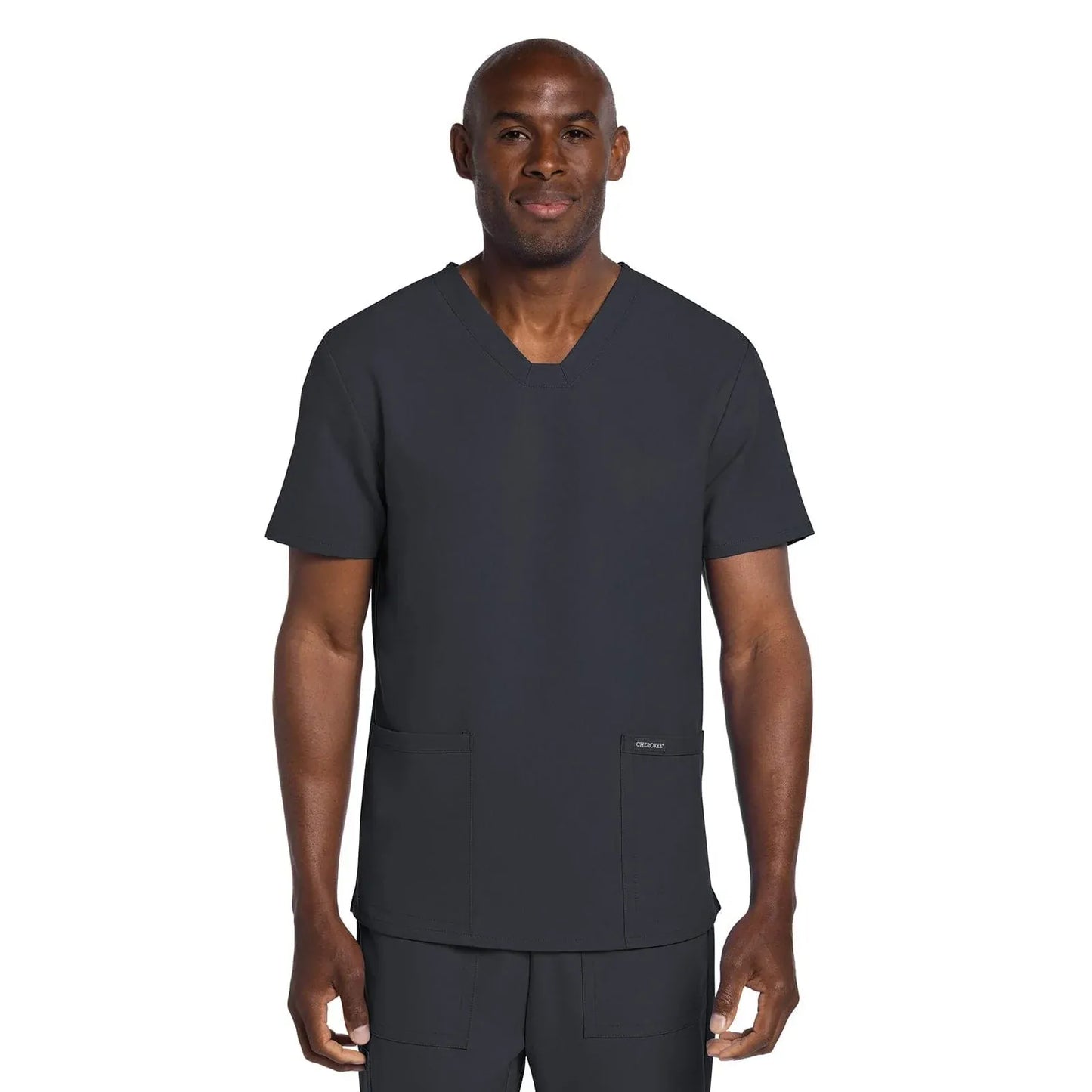 Cherokee Scrubs Top 6XL Cherokee Originals Ultra CK784A Mens Elevation 2-Pocket Mens Scrubs Top Pewter