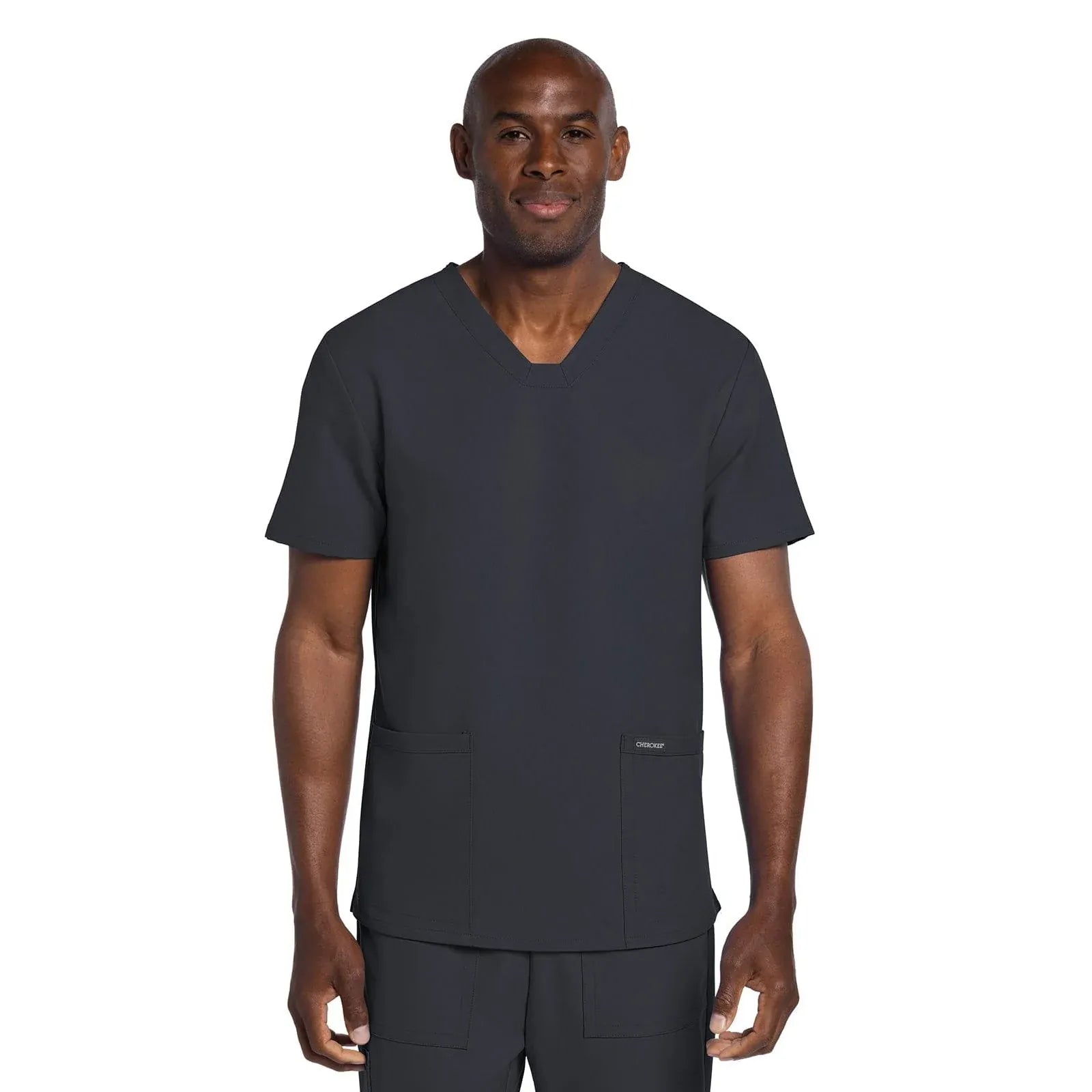 Cherokee Scrubs Top 6XL Cherokee Originals Ultra CK784A Mens Elevation 2-Pocket Mens Scrubs Top Pewter