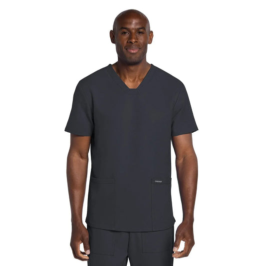 Cherokee Scrubs Top 6XL Cherokee Originals Ultra CK784A Mens Elevation 2-Pocket Mens Scrubs Top Pewter