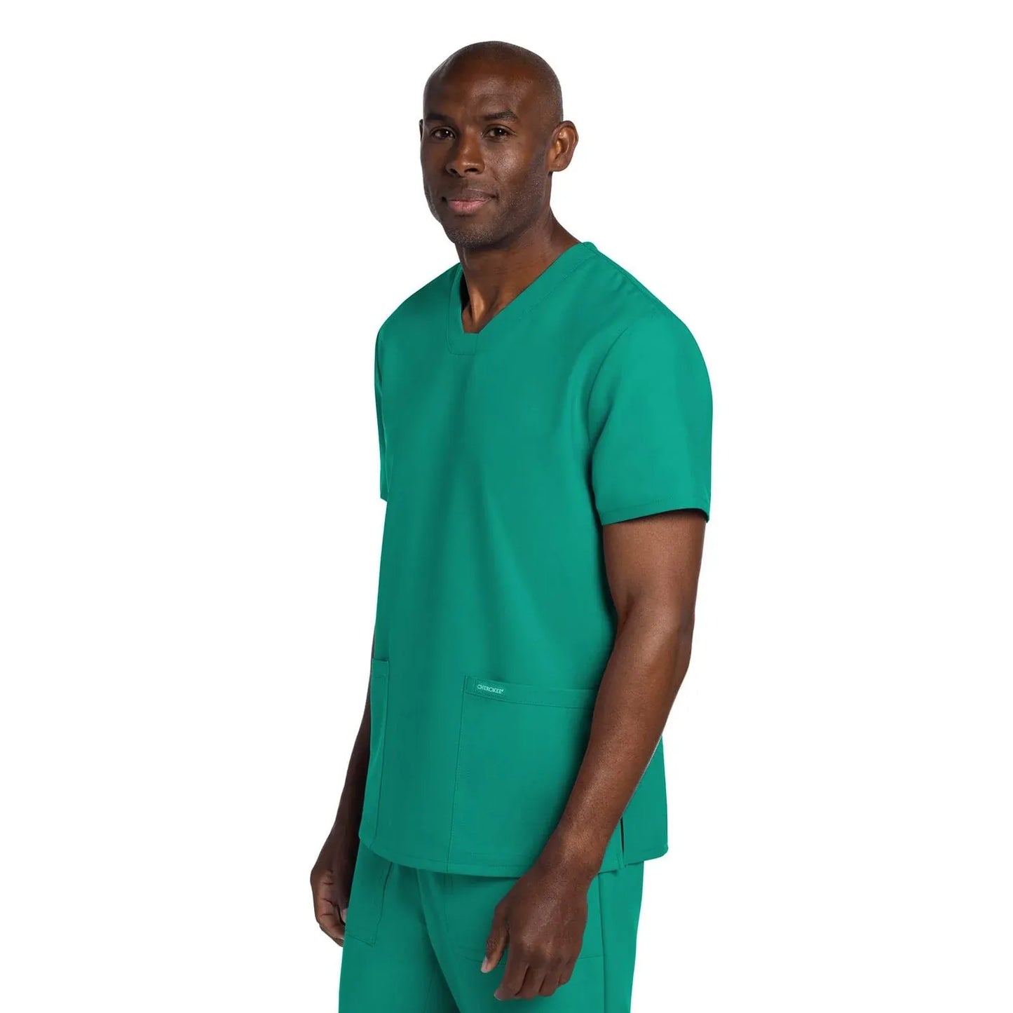 Cherokee Scrubs Top Cherokee Originals Ultra CK784A Mens Elevation 2-Pocket Mens Scrubs Top Teal Blue