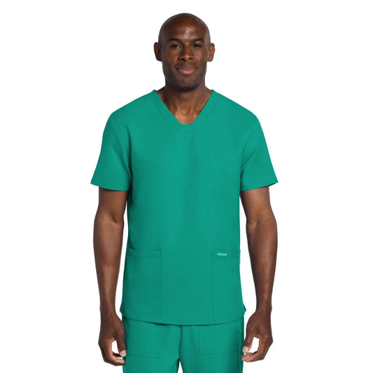 Cherokee Scrubs Top 5XL Cherokee Originals Ultra CK784A Mens Elevation 2-Pocket Mens Scrubs Top Teal Blue