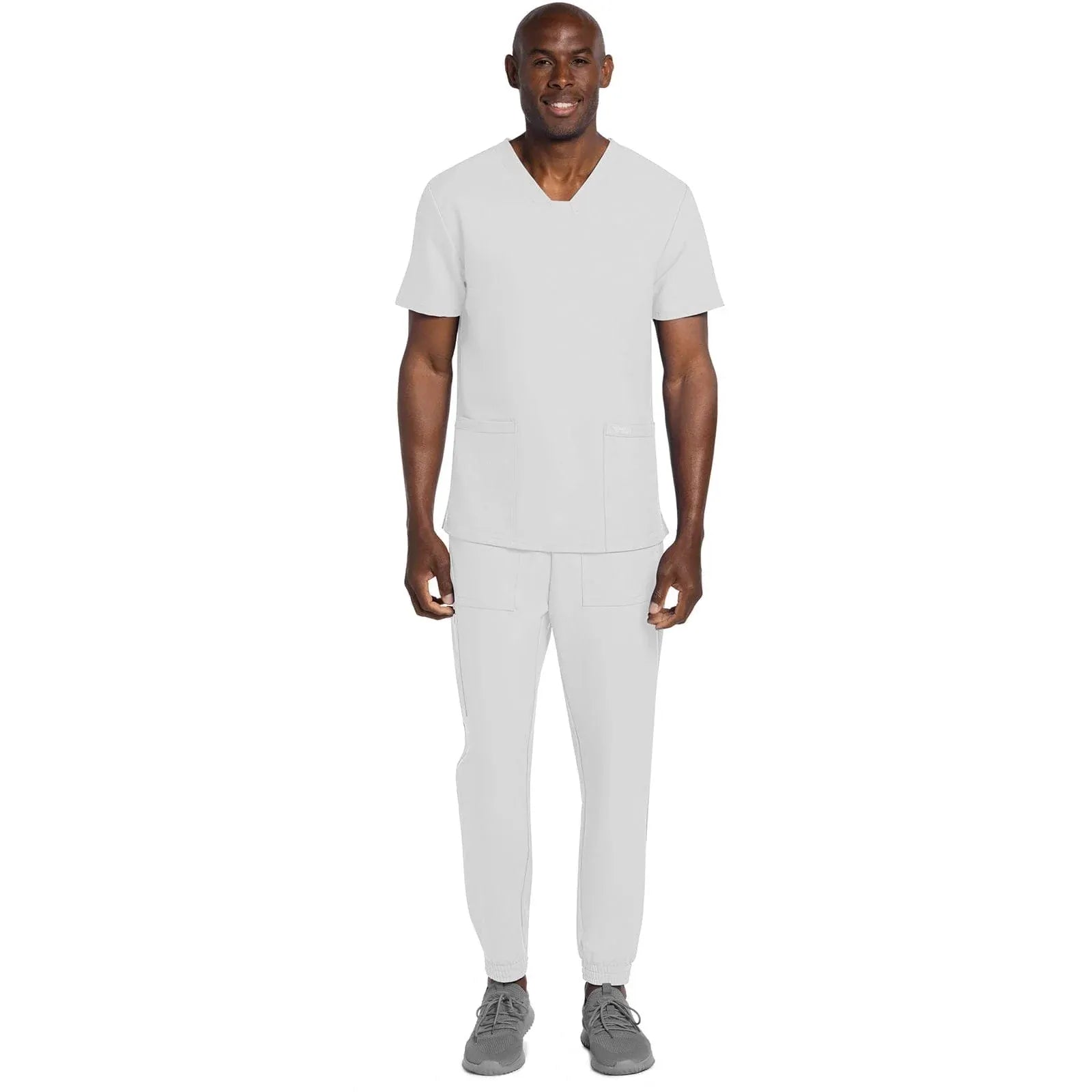 Cherokee Scrubs Top Cherokee Originals Ultra CK784A Mens Elevation 2-Pocket Mens Scrubs Top White
