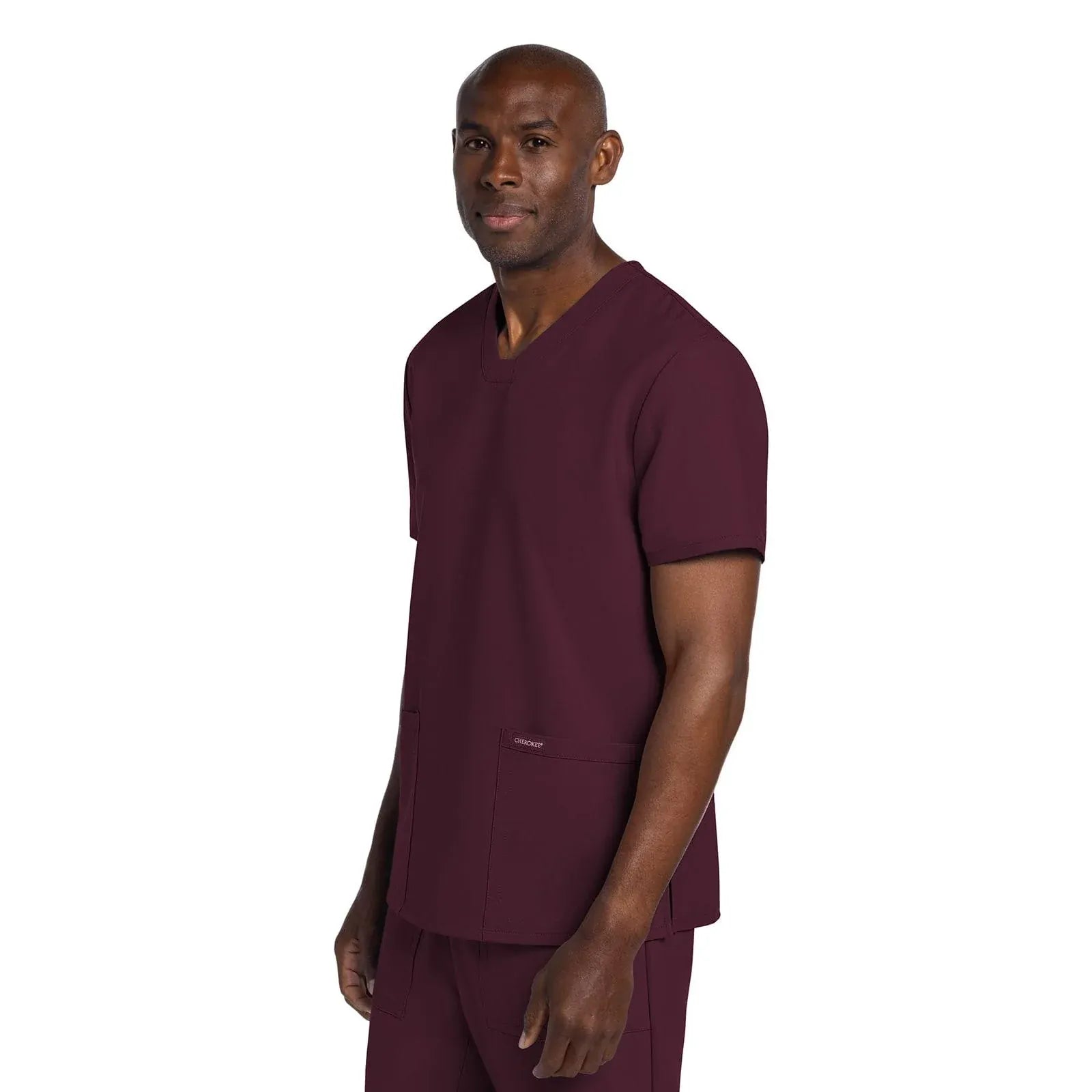 Cherokee Scrubs Top Cherokee Originals Ultra CK784A Mens Elevation 2-Pocket Mens Scrubs Top Wine