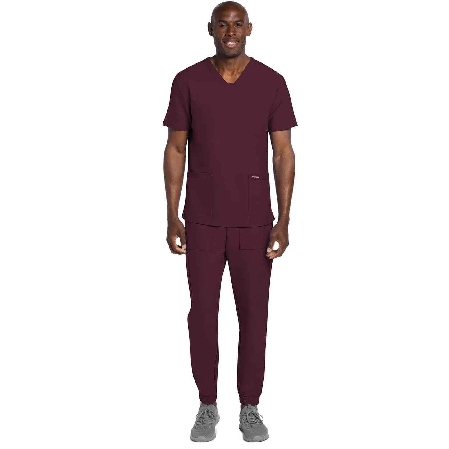 Cherokee Scrubs Top Cherokee Originals Ultra CK784A Mens Elevation 2-Pocket Mens Scrubs Top Wine