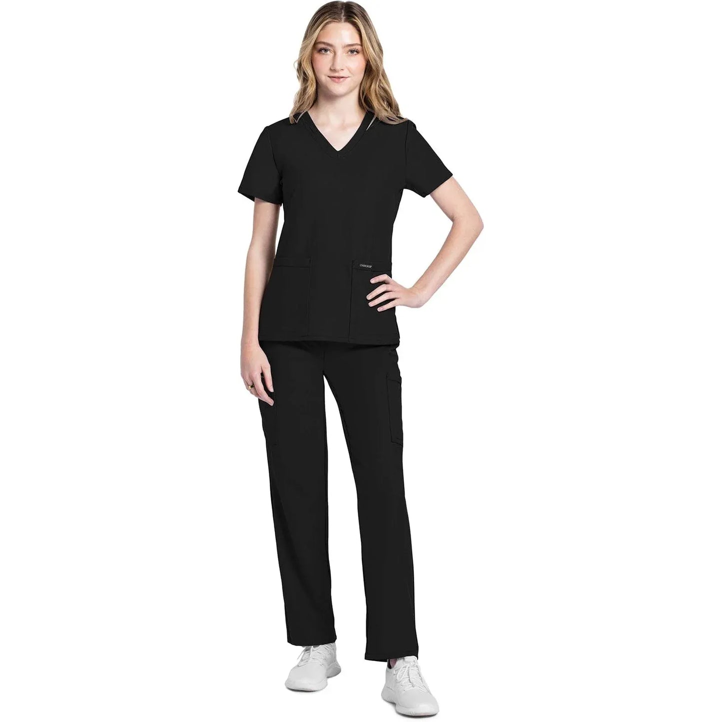 Cherokee Originals Ultra CK953A City V-Neck Scrubs Top Women Black