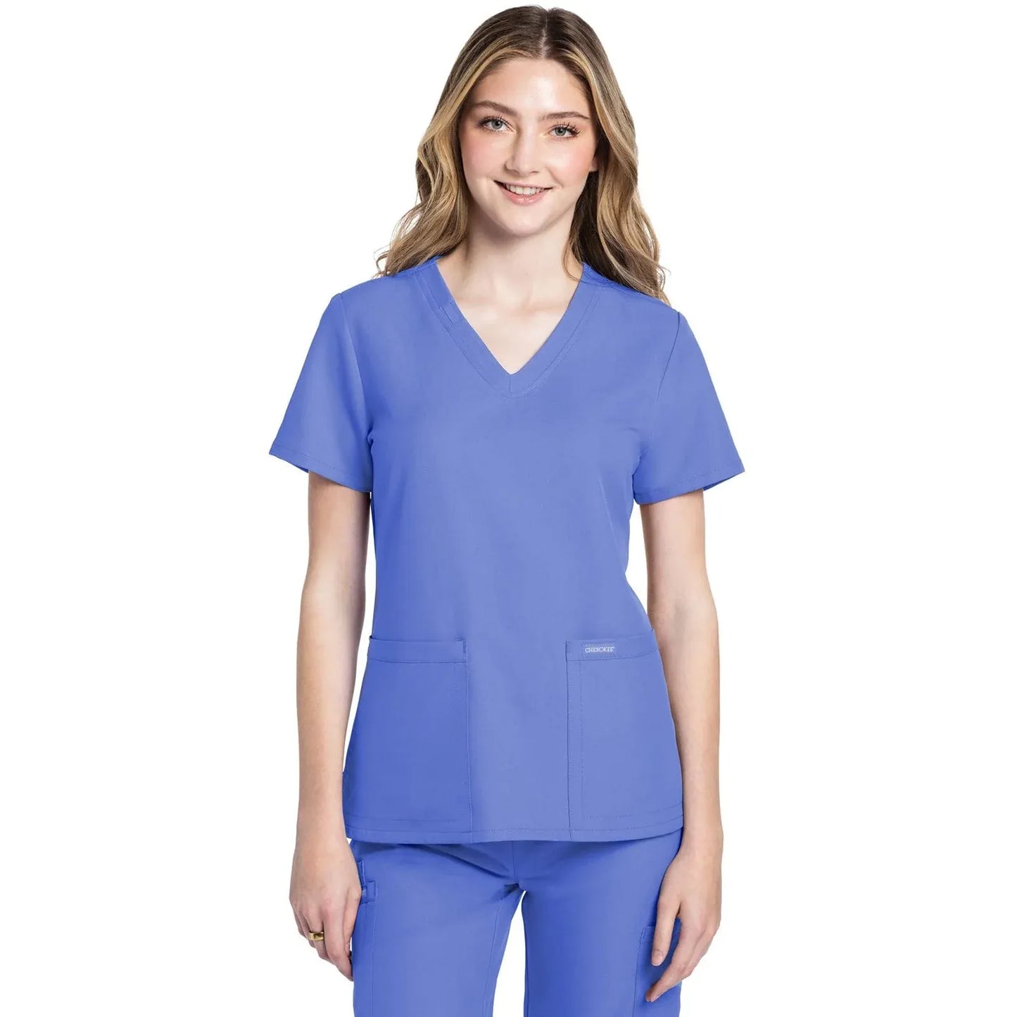 Cherokee Originals Ultra CK953A City V-Neck Scrubs Top Women Ciel Blue