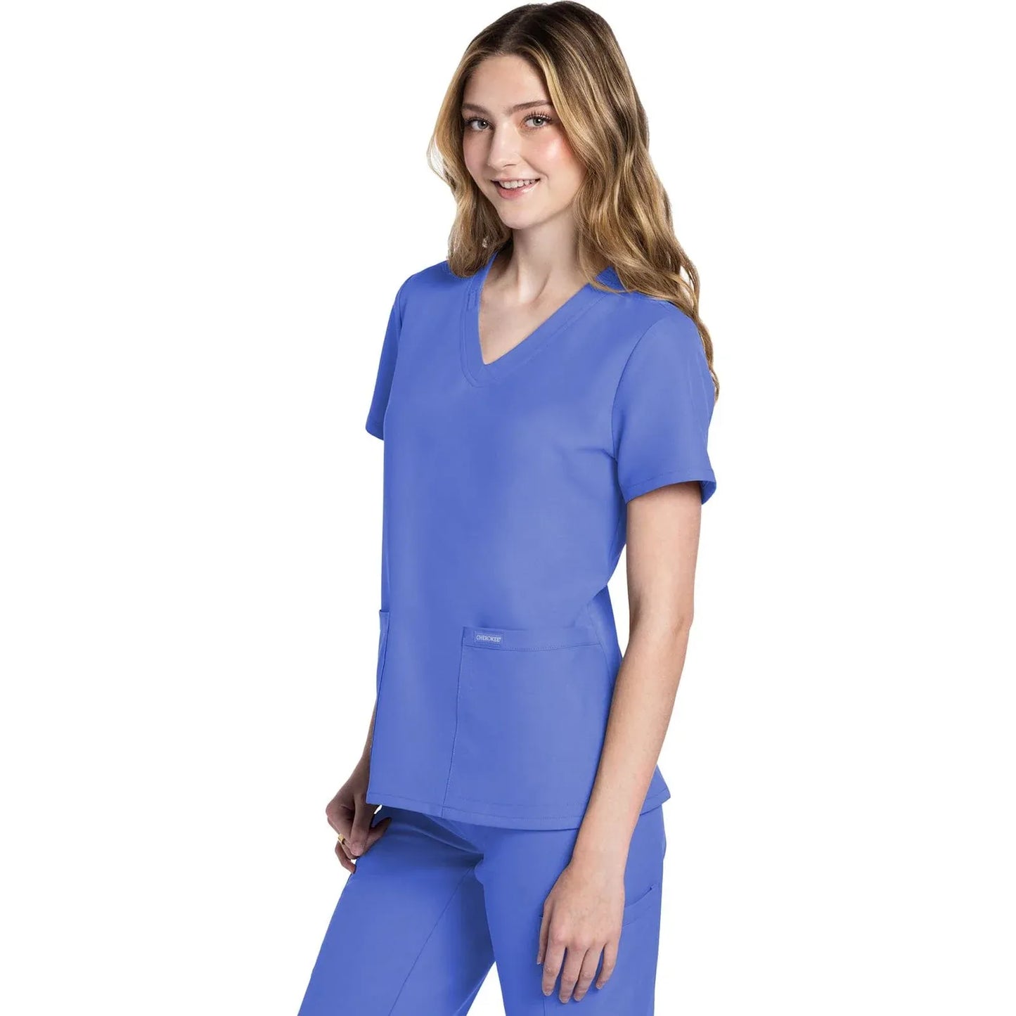 Cherokee Originals Ultra CK953A City V-Neck Scrubs Top Women Ciel Blue