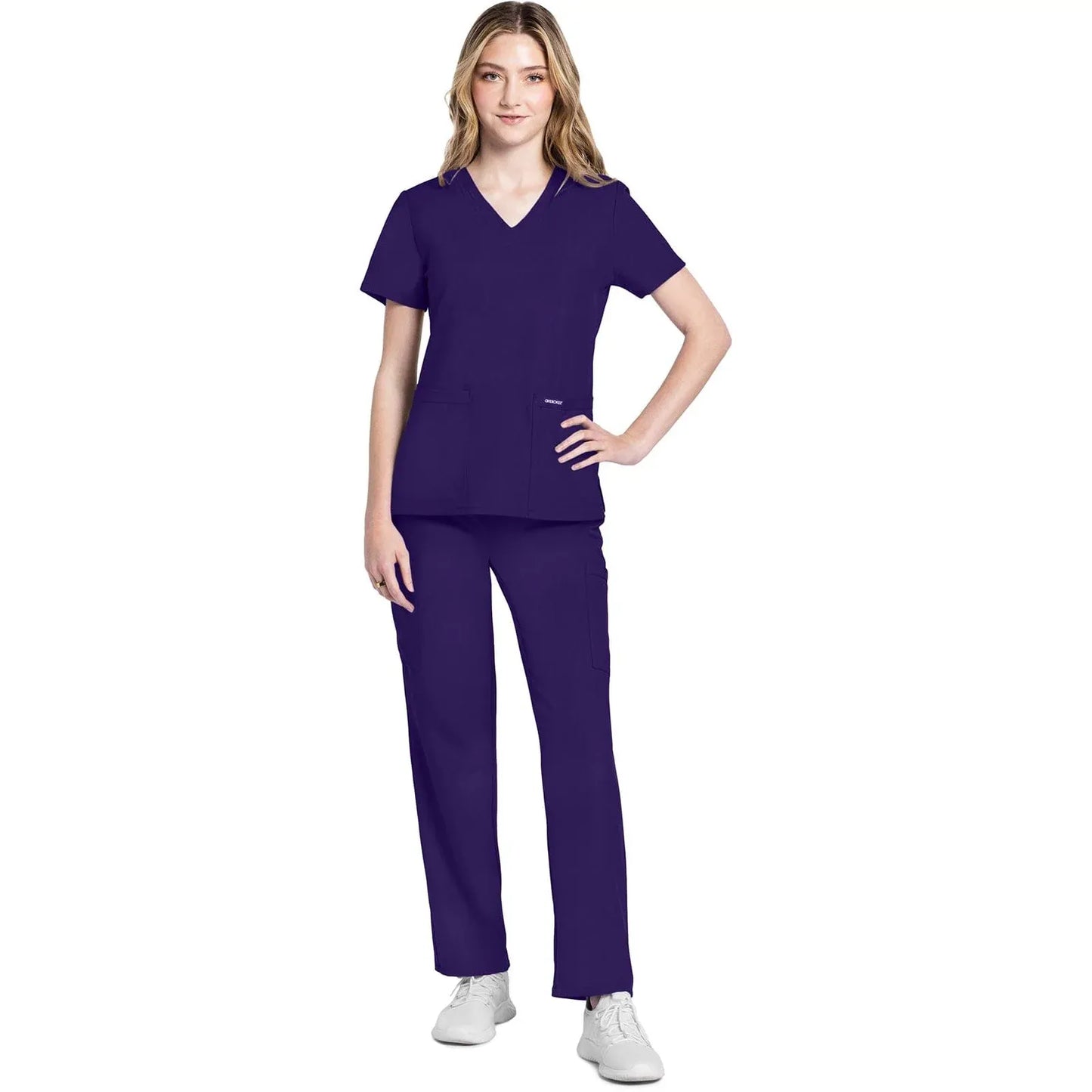 Cherokee Originals Ultra CK953A City V-Neck Scrubs Top Women Grape