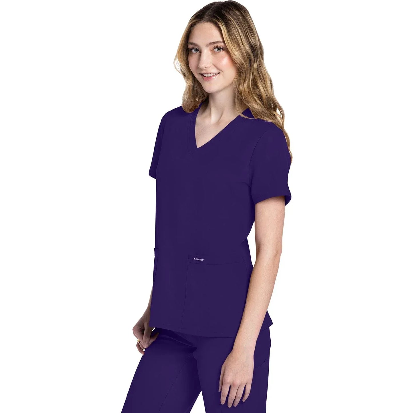 Cherokee Originals Ultra CK953A City V-Neck Scrubs Top Women Grape