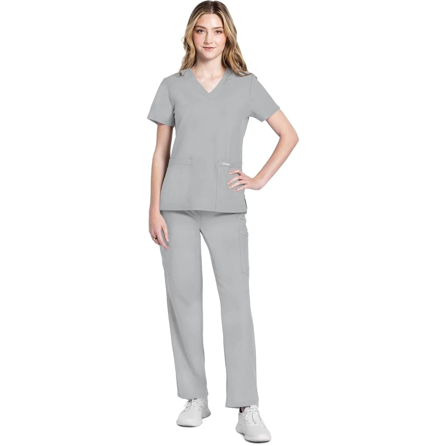 Cherokee Originals Ultra CK953A City V-Neck Scrubs Top Women Grey