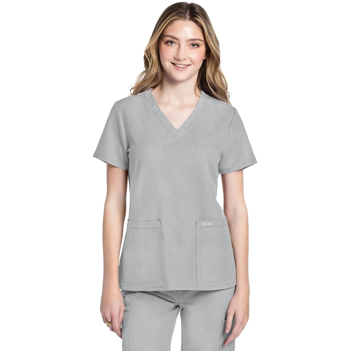 Cherokee Originals Ultra CK953A City V-Neck Scrubs Top Women Grey