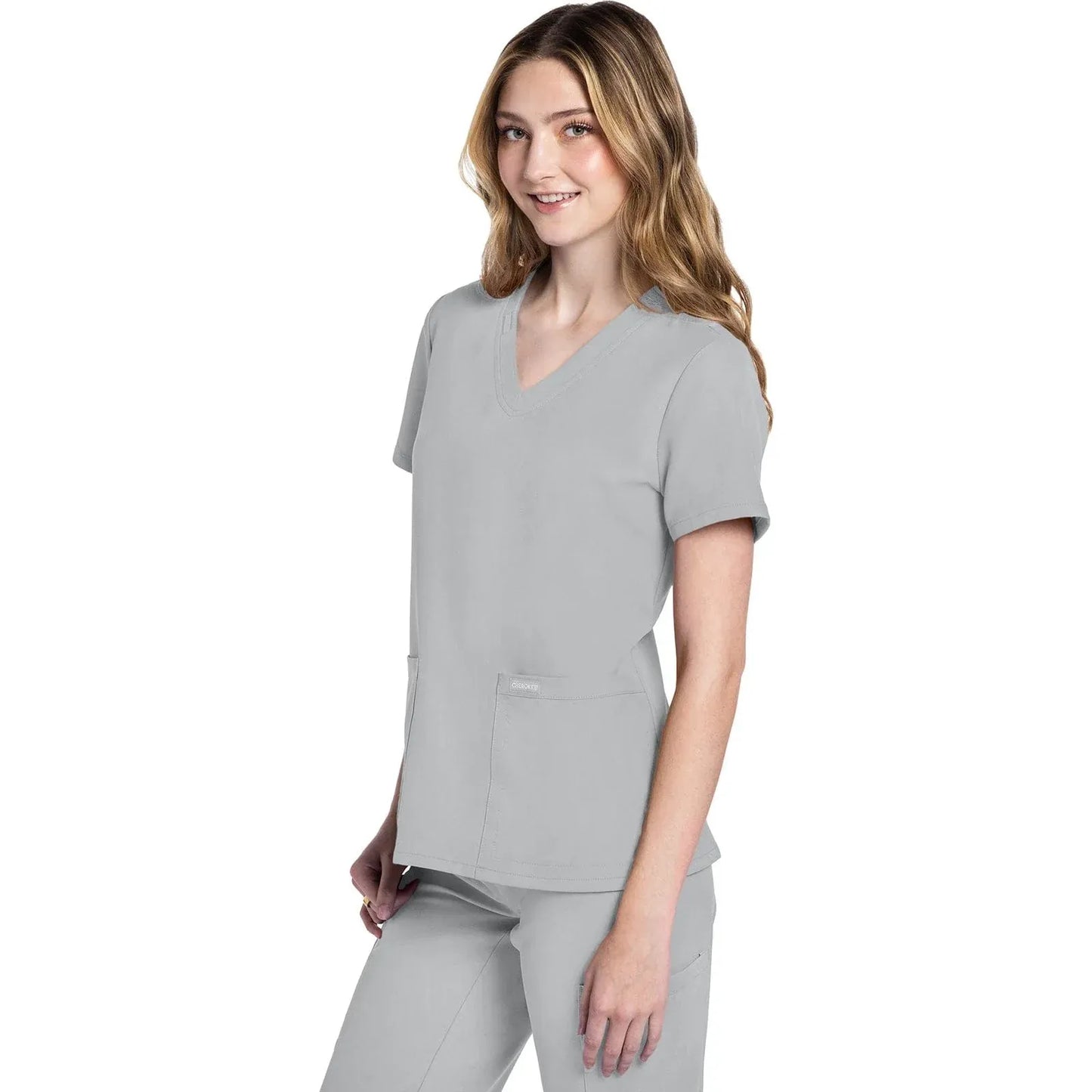 Cherokee Originals Ultra CK953A City V-Neck Scrubs Top Women Grey
