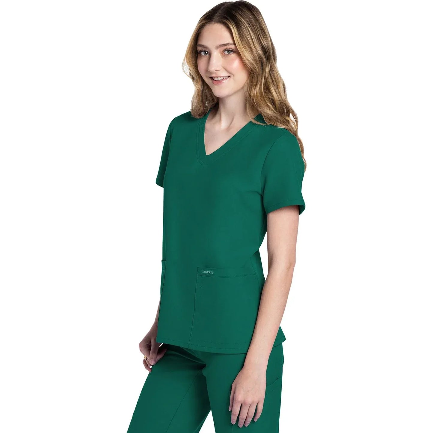 Cherokee Originals Ultra CK953A City V-Neck Scrubs Top Women Hunter Green