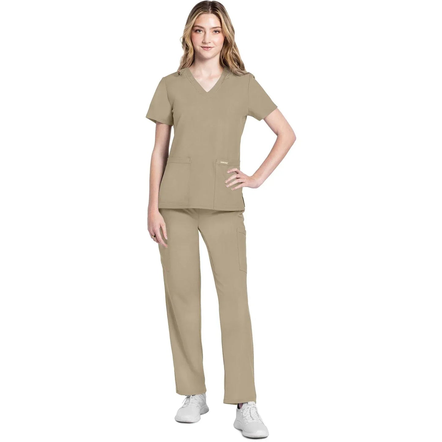 Cherokee Originals Ultra CK953A City V-Neck Scrubs Top Women Khaki