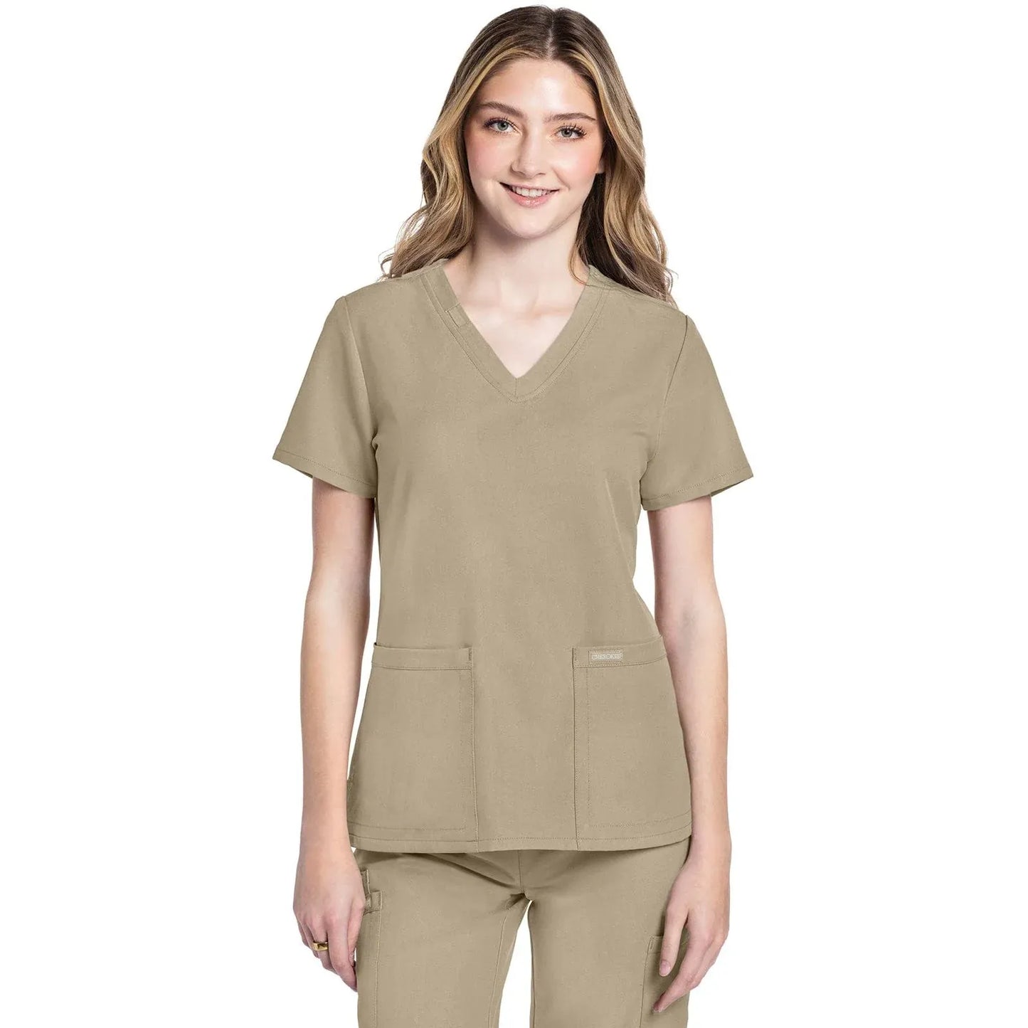 Cherokee Originals Ultra CK953A City V-Neck Scrubs Top Women Khaki
