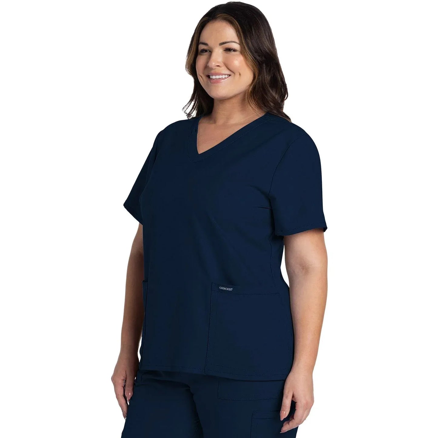 Cherokee Originals Ultra CK953A City V-Neck Scrubs Top Women Navy