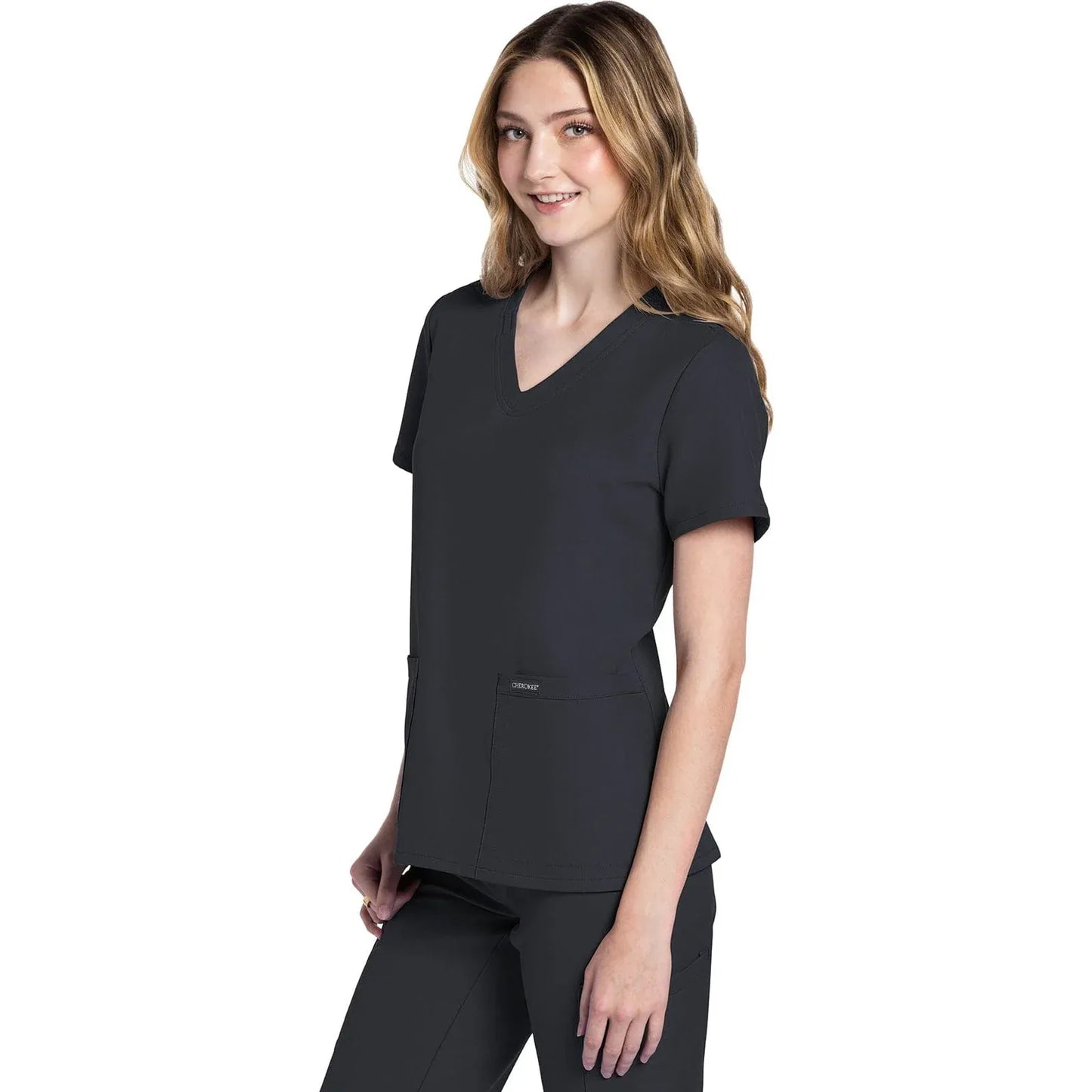 Cherokee Originals Ultra CK953A City V-Neck Scrubs Top Women Pewter