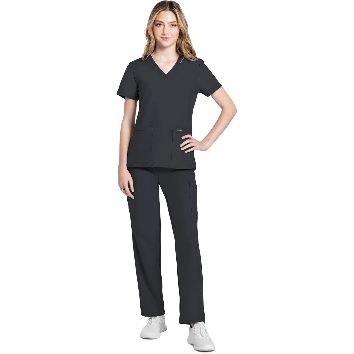 Cherokee Originals Ultra CK953A City V-Neck Scrubs Top Women Pewter