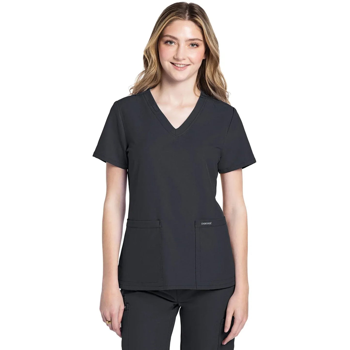 Cherokee Originals Ultra CK953A City V-Neck Scrubs Top Women Pewter