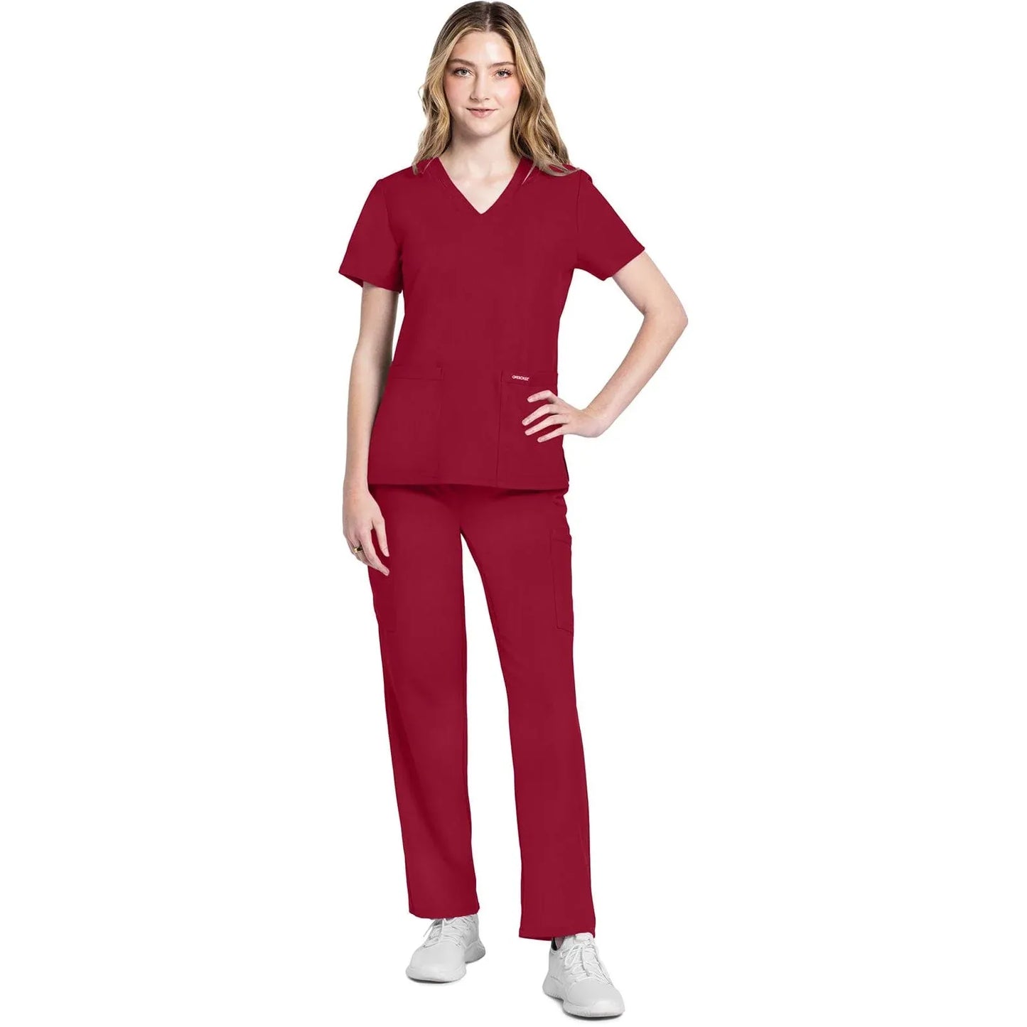 Cherokee Originals Ultra CK953A City V-Neck Scrubs Top Women Red